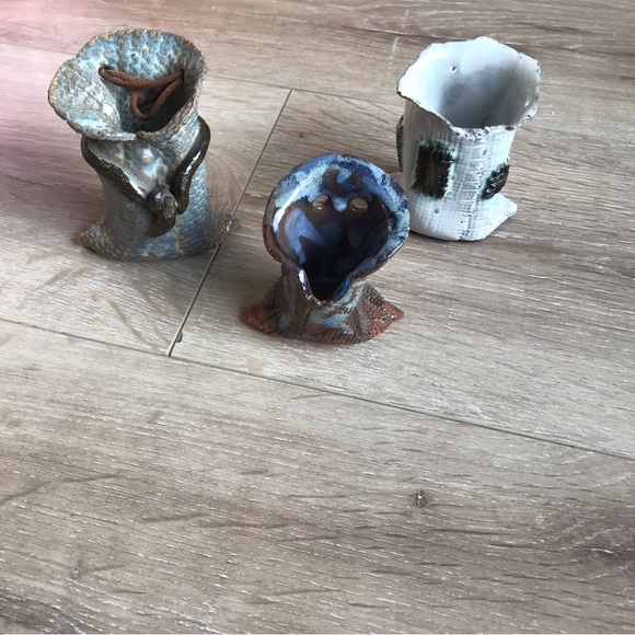 Vintage mini Pottery decor lot of flour sacks tea bag holder - Picture 4 of 11